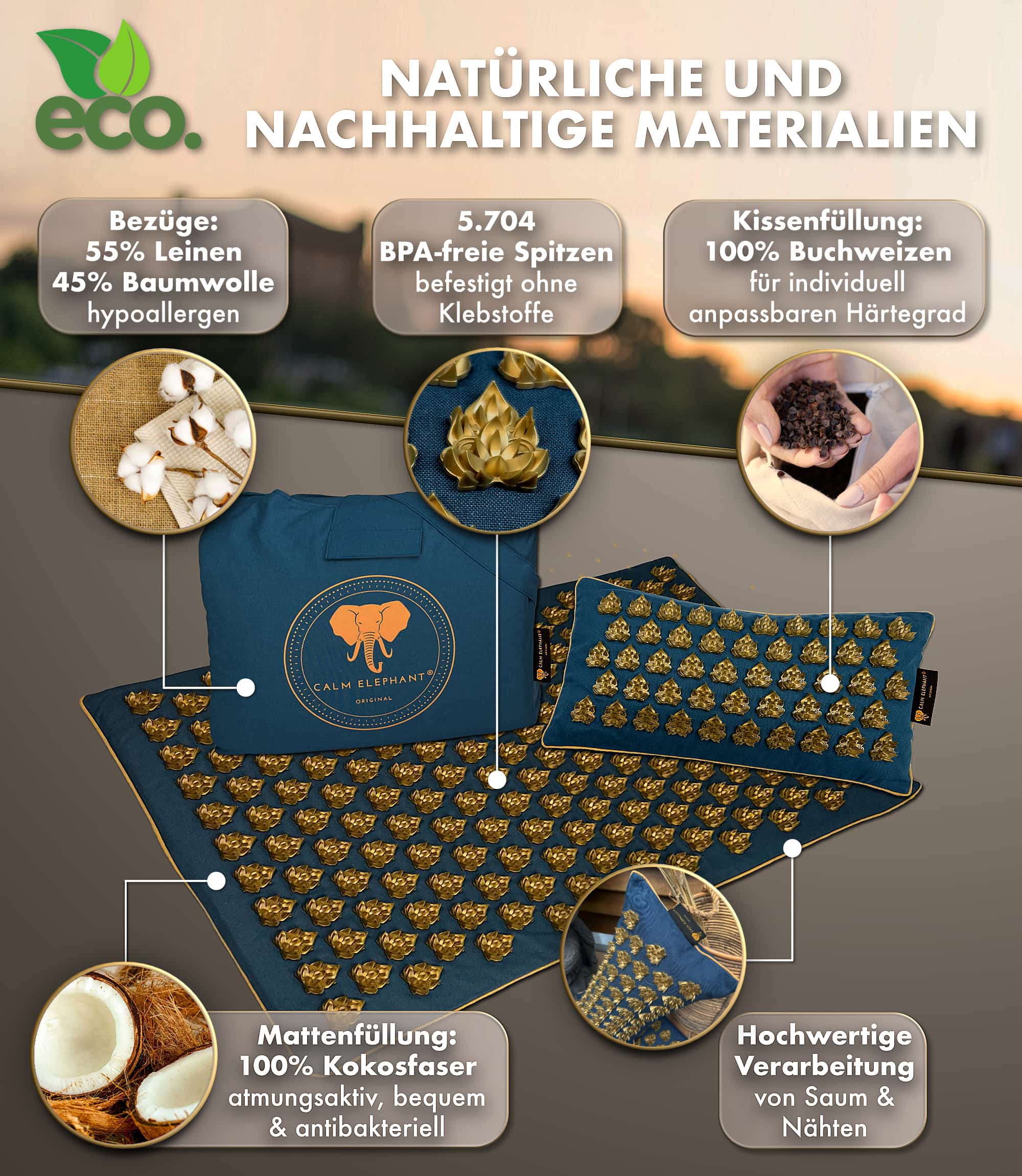 Tapis d'acupression Premium MANDALA PRO ECO lot de 3 - bleu