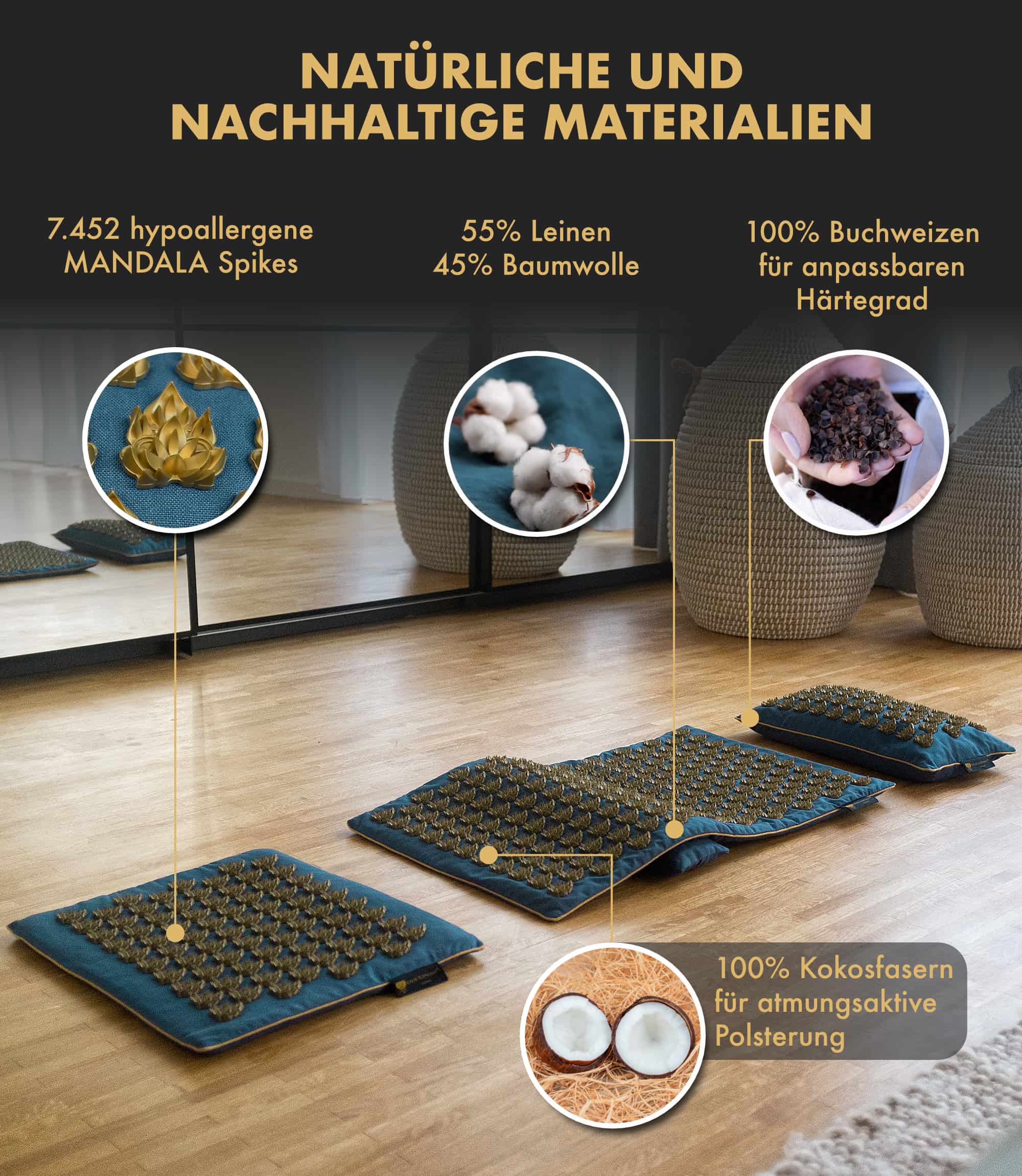 Tapis d'acupression premium intensif MANDALA PRO lot de 5 - bleu