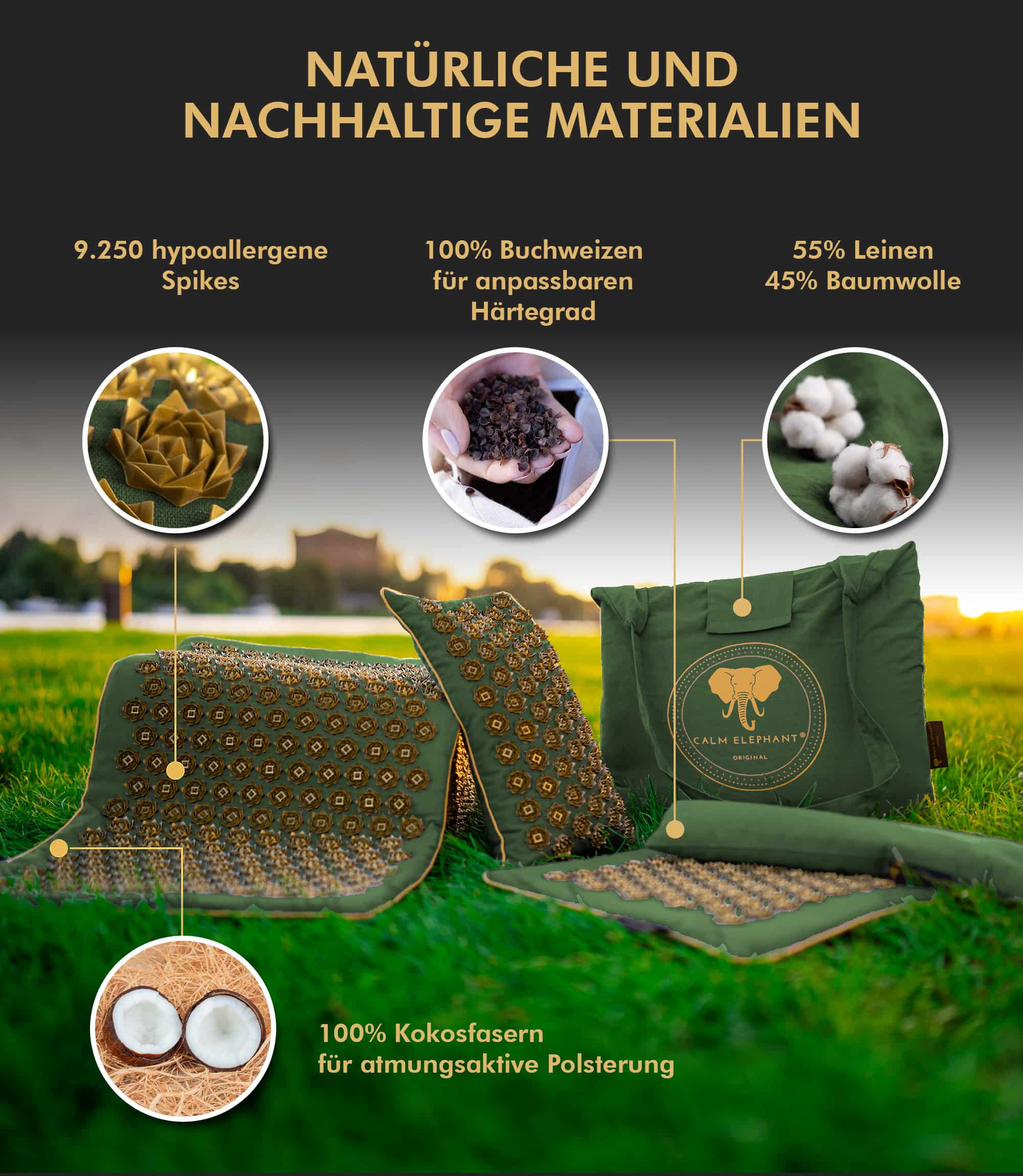 Tapis d'acupression Premium GENUINE lot de 5 - vert