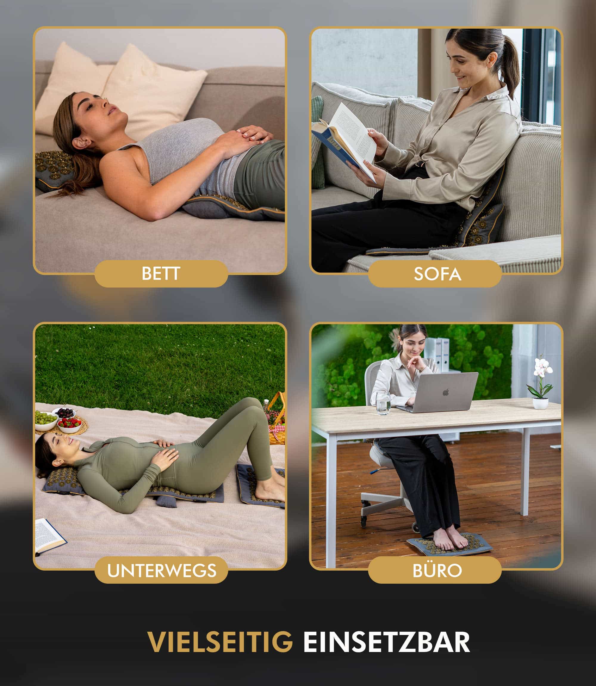 Tapis d'acupression Premium GENUINE lot de 5 - gris