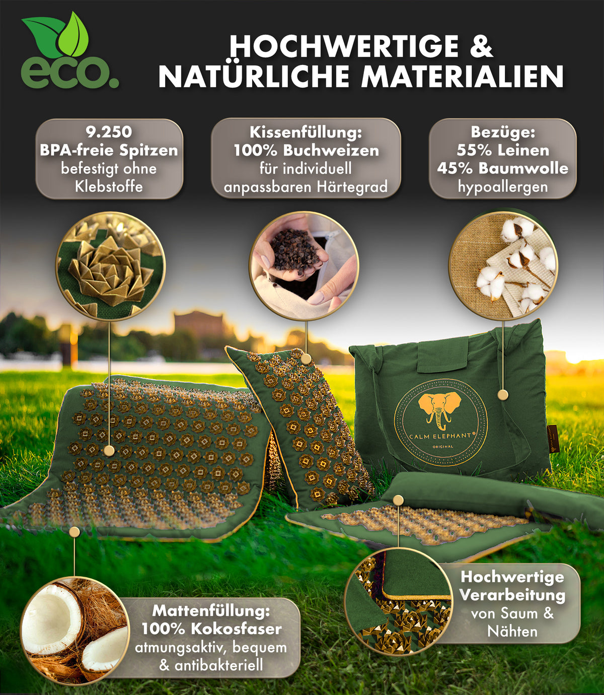 Akupressurmatte | GENUINE 5er Set - grün