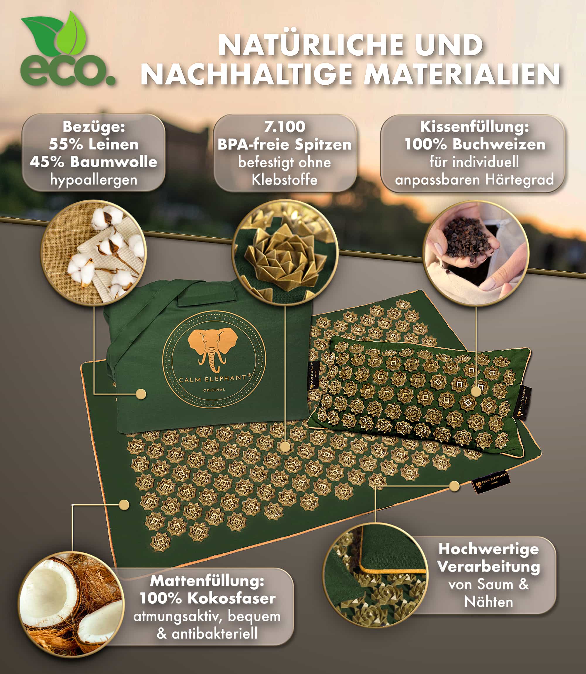 Tapis d'acupression | PURE ECO lot de 3 - vert