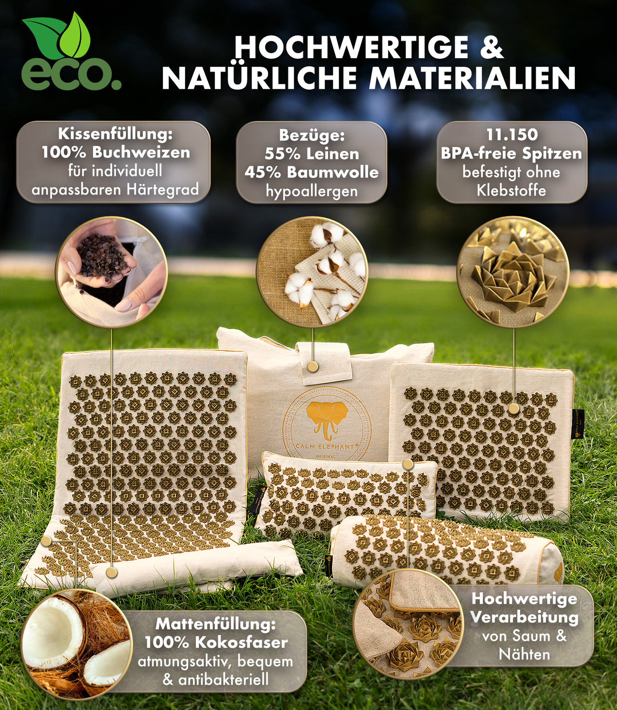Akupressurmatte | ULTIMATE 6er Set - beige