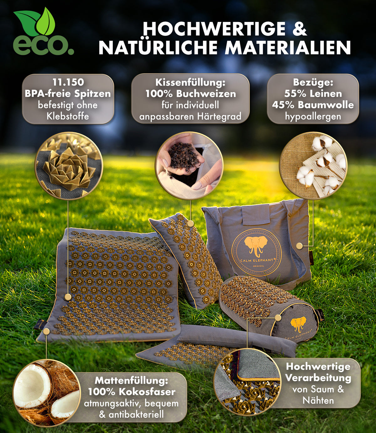 Akupressurmatte | ULTIMATE 6er Set - grau