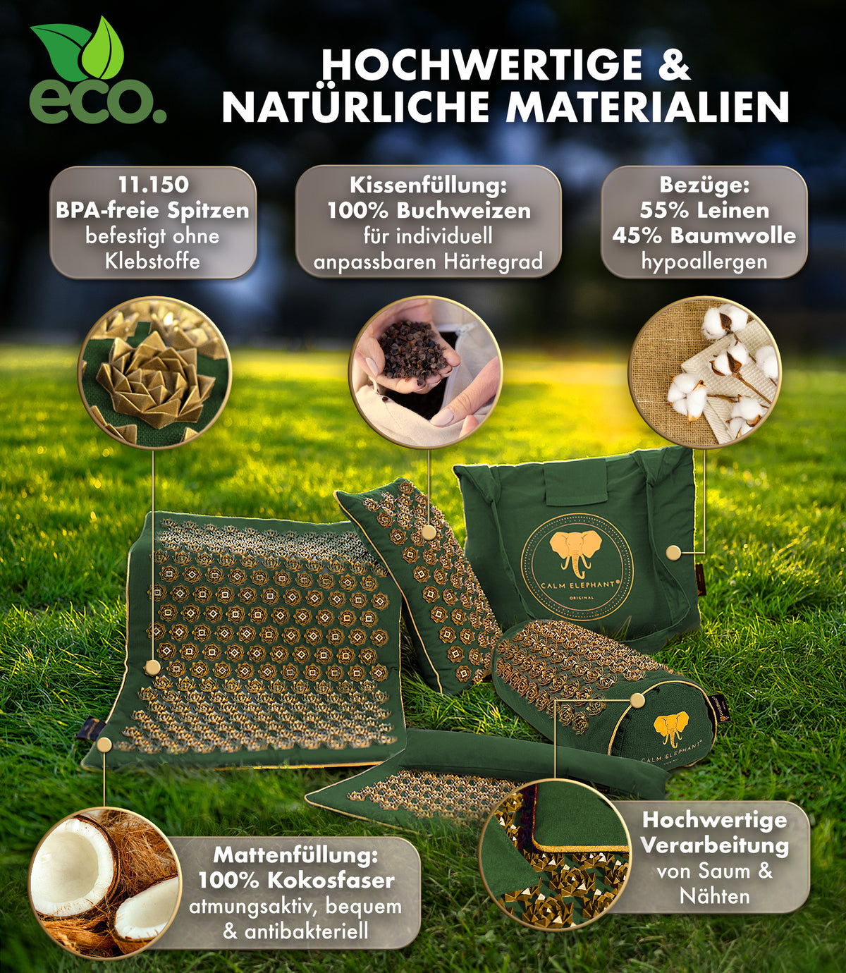 Akupressurmatte | ULTIMATE 6er Set - grün