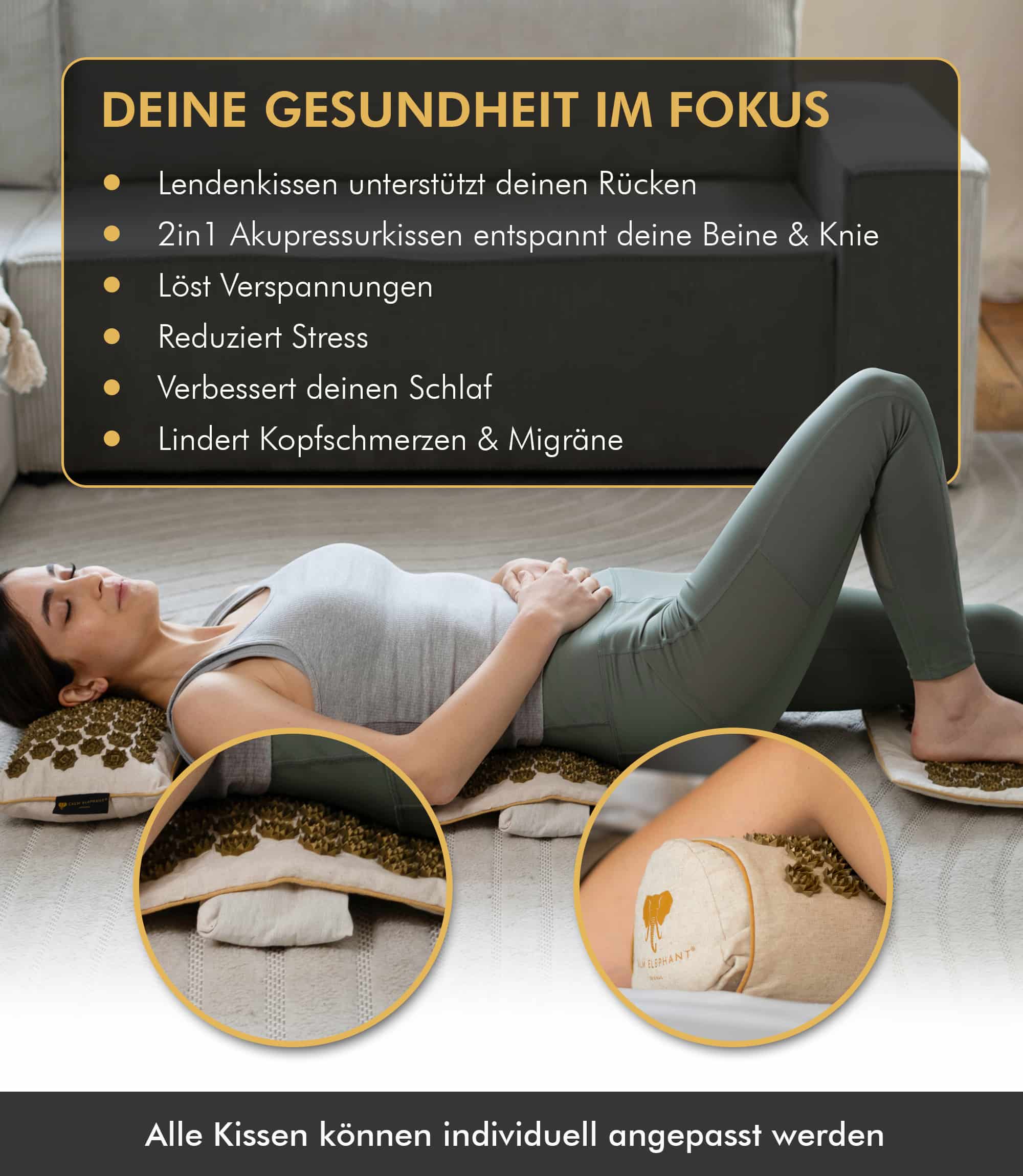 Tapis d'acupression Premium ULTIMATE lot de 6 - beige