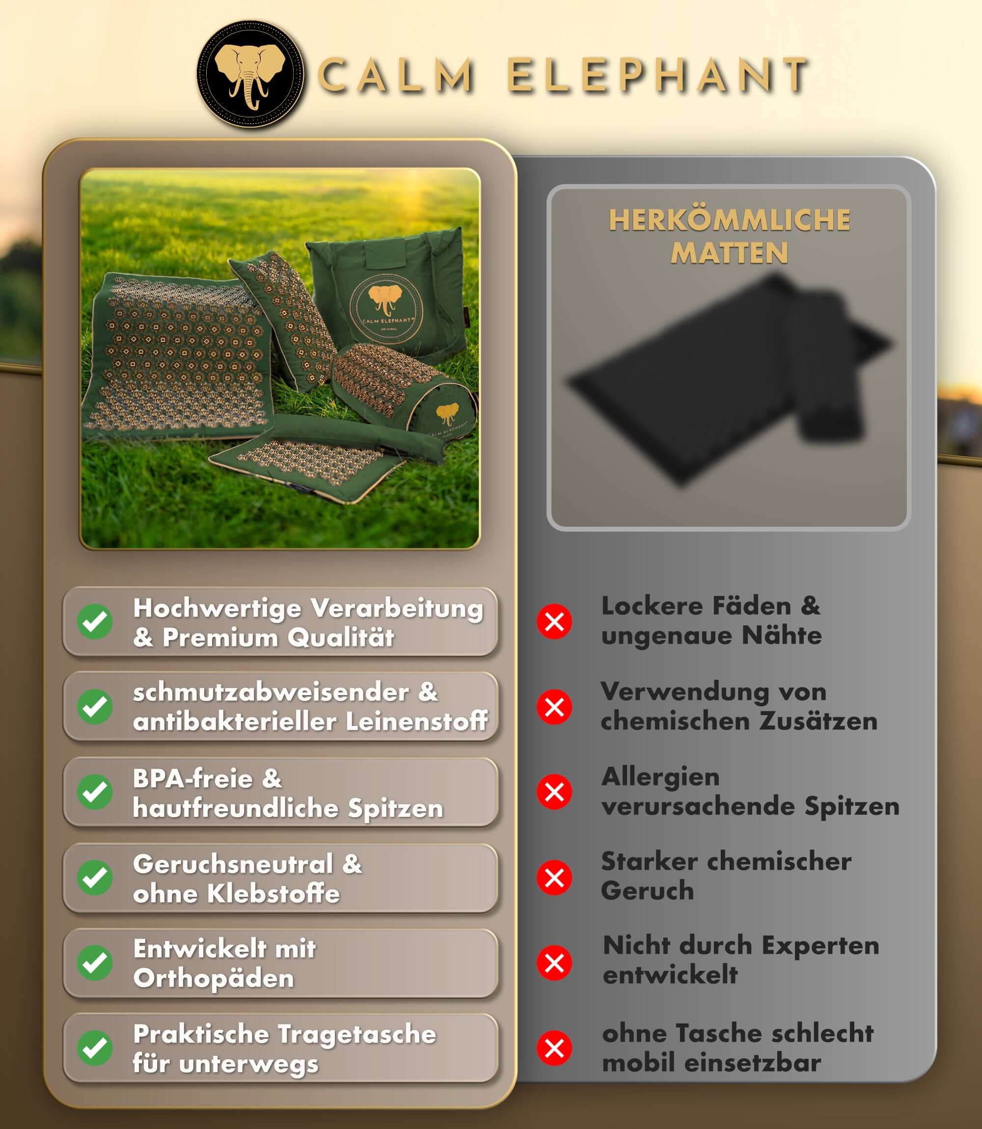 Akupressurmatte | ULTIMATE 6er Set - grün mit hochwertigen Materialien für eine ganzheitliche Akupressurerfahrung.