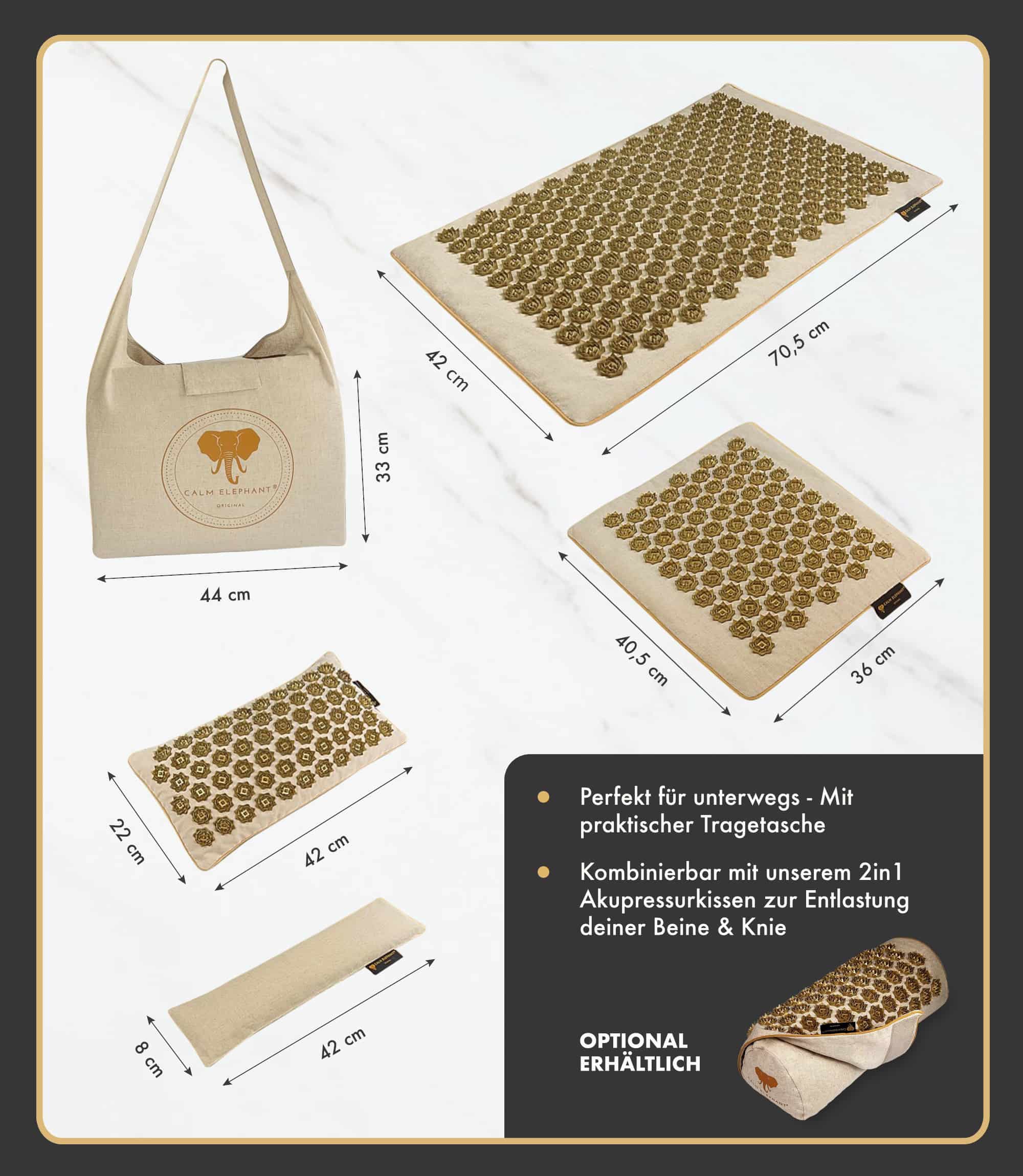 Tapis d'acupression Premium GENUINE lot de 5 - beige
