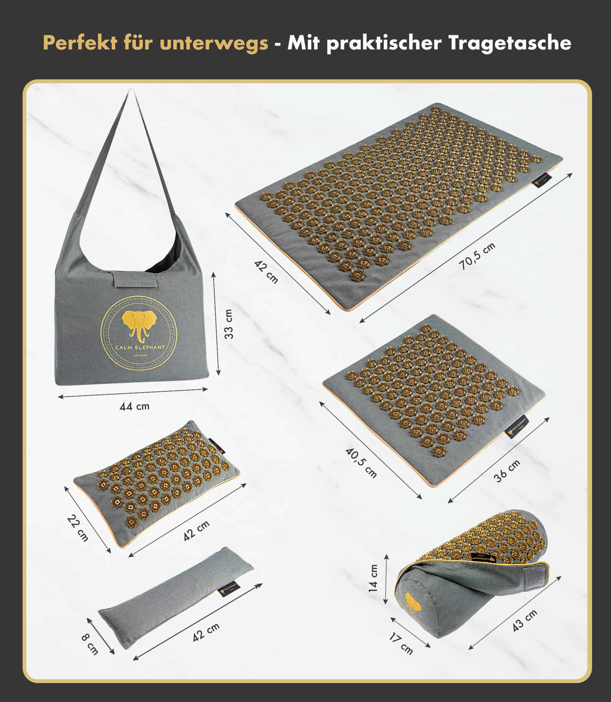 Tapis d'acupression Premium ULTIMATE lot de 6 - gris