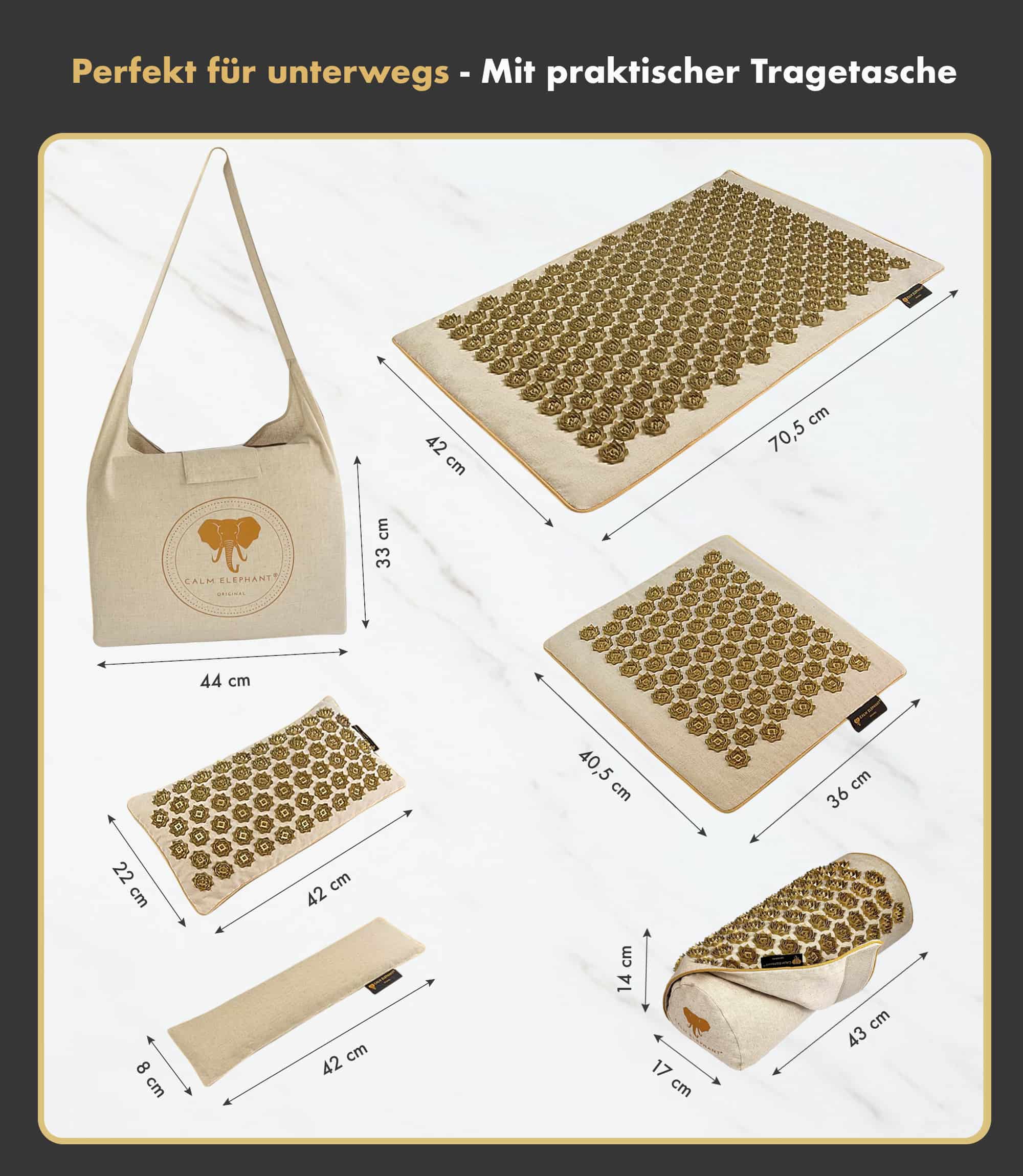 Tapis d'acupression Premium ULTIMATE lot de 6 - beige