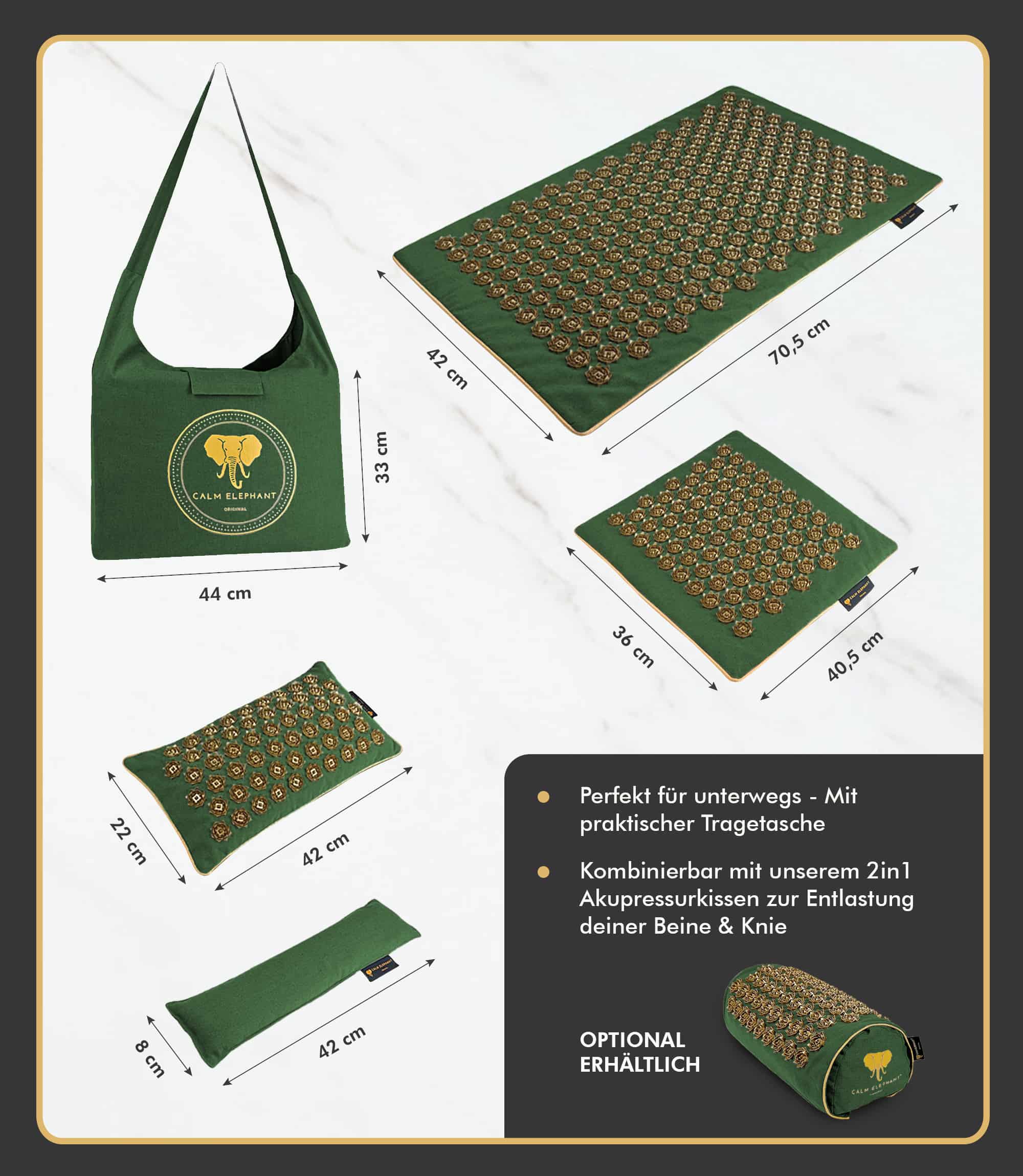 Tapis d'acupression Premium GENUINE lot de 5 - vert