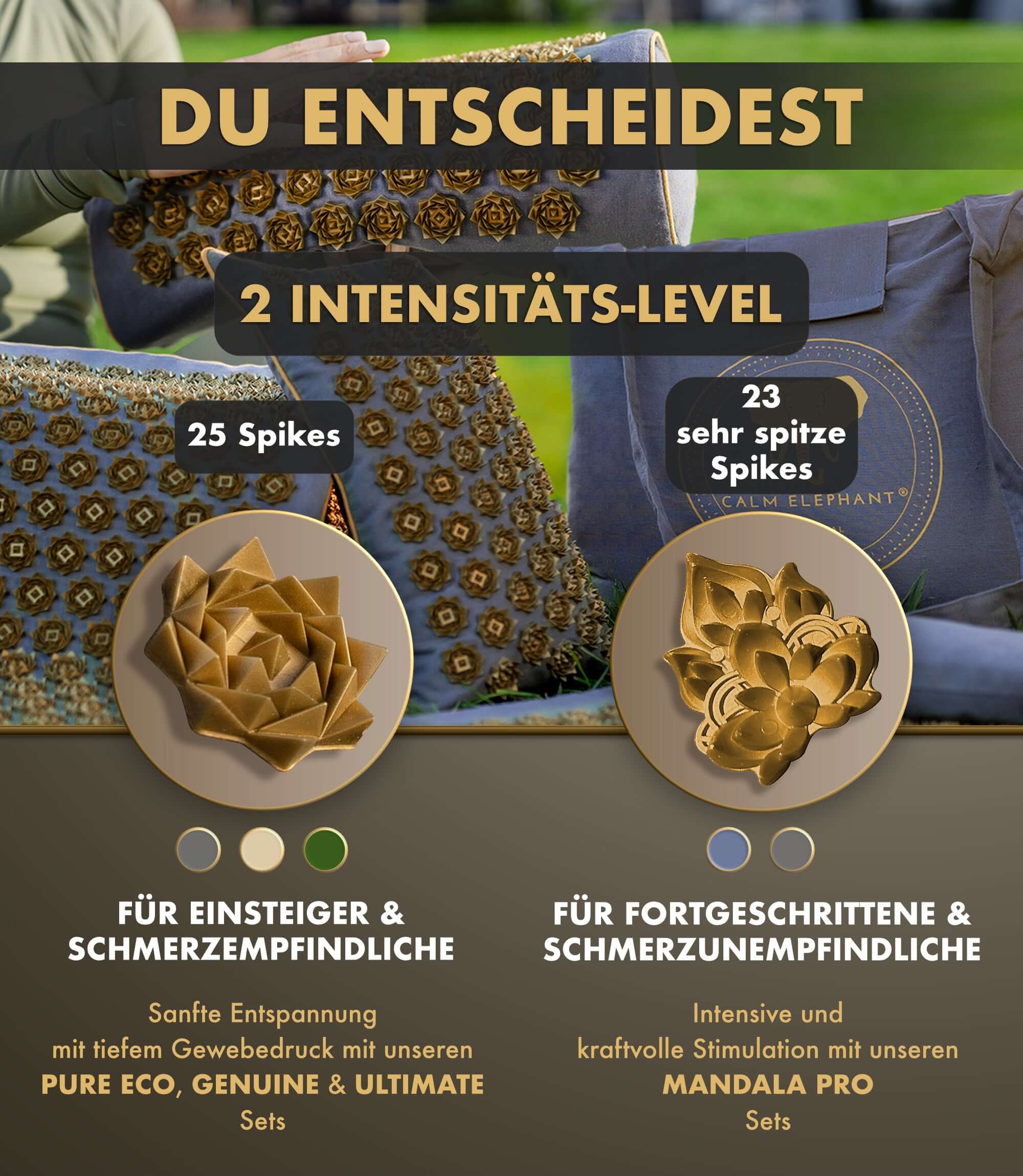 Akupressurmatte | ULTIMATE 6er Set - grün mit 2 Intensitäts-Leveln und unterschiedlichen Spike-Anzahlen für verschiedene Benutzer