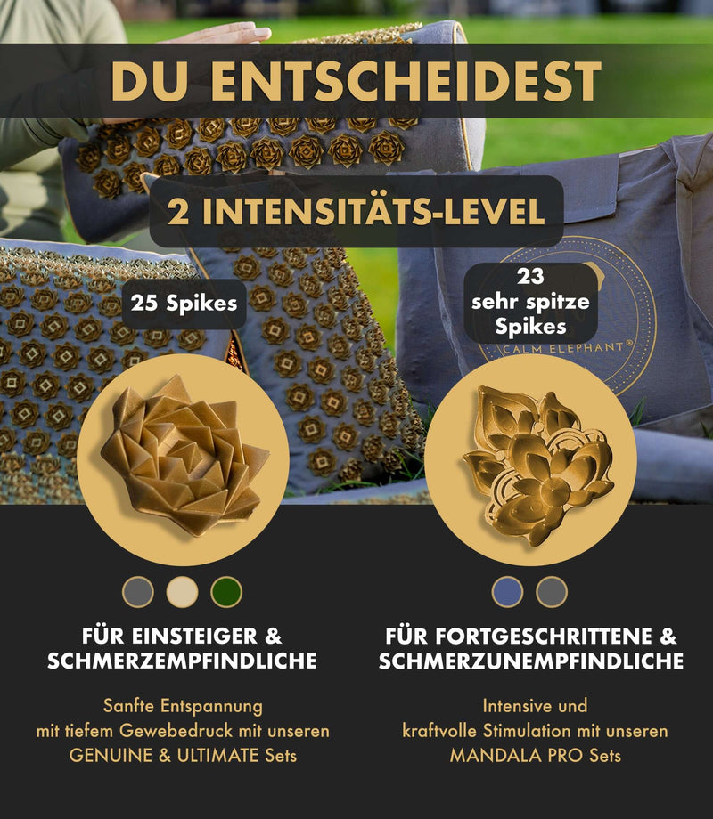 Calm Elephant bietet Akupressurmatten für Einsteiger und Fortgeschrittene