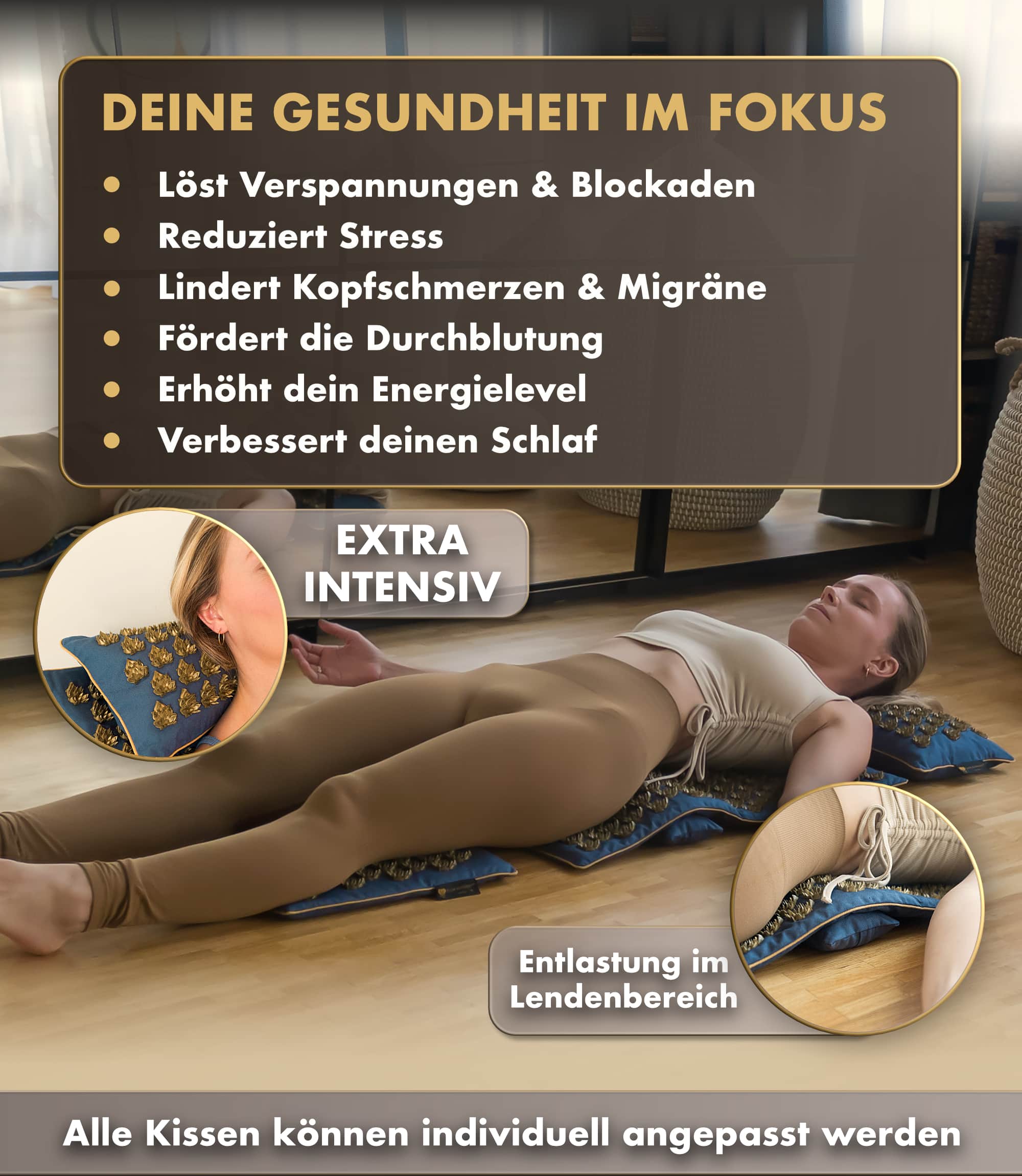 Tapis d'acupression intensif | MANDALA PRO lot de 5 - bleu