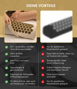 Premium 2in1 Akupressur Kissen Vorteile: ergonomisches Design, anpassbare Höhe, hypoallergen, entwickelt mit Experten.