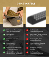 Vorteile des Premium 2in1 Akupressur Kissens: individuell anpassbar, hypoallergen, entwickelt von Experten, ideal für Rücken und Beine.