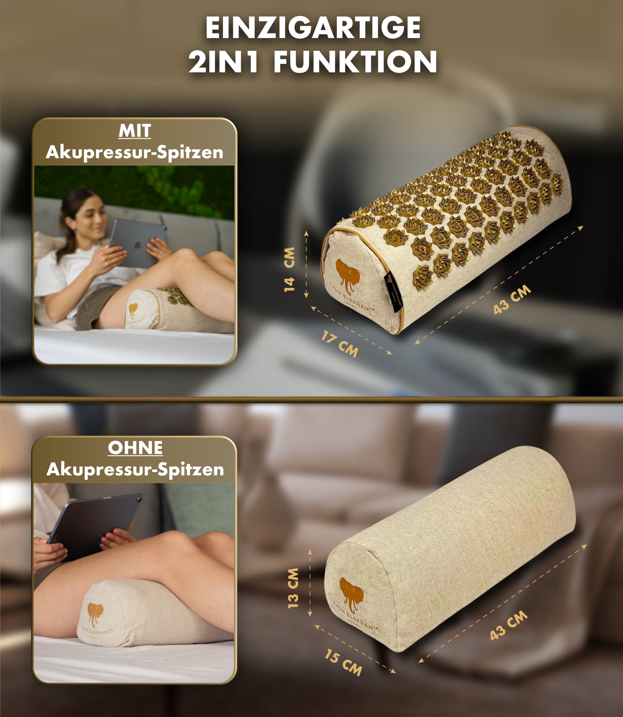 Coussin d'acupression 2 en 1 - beige