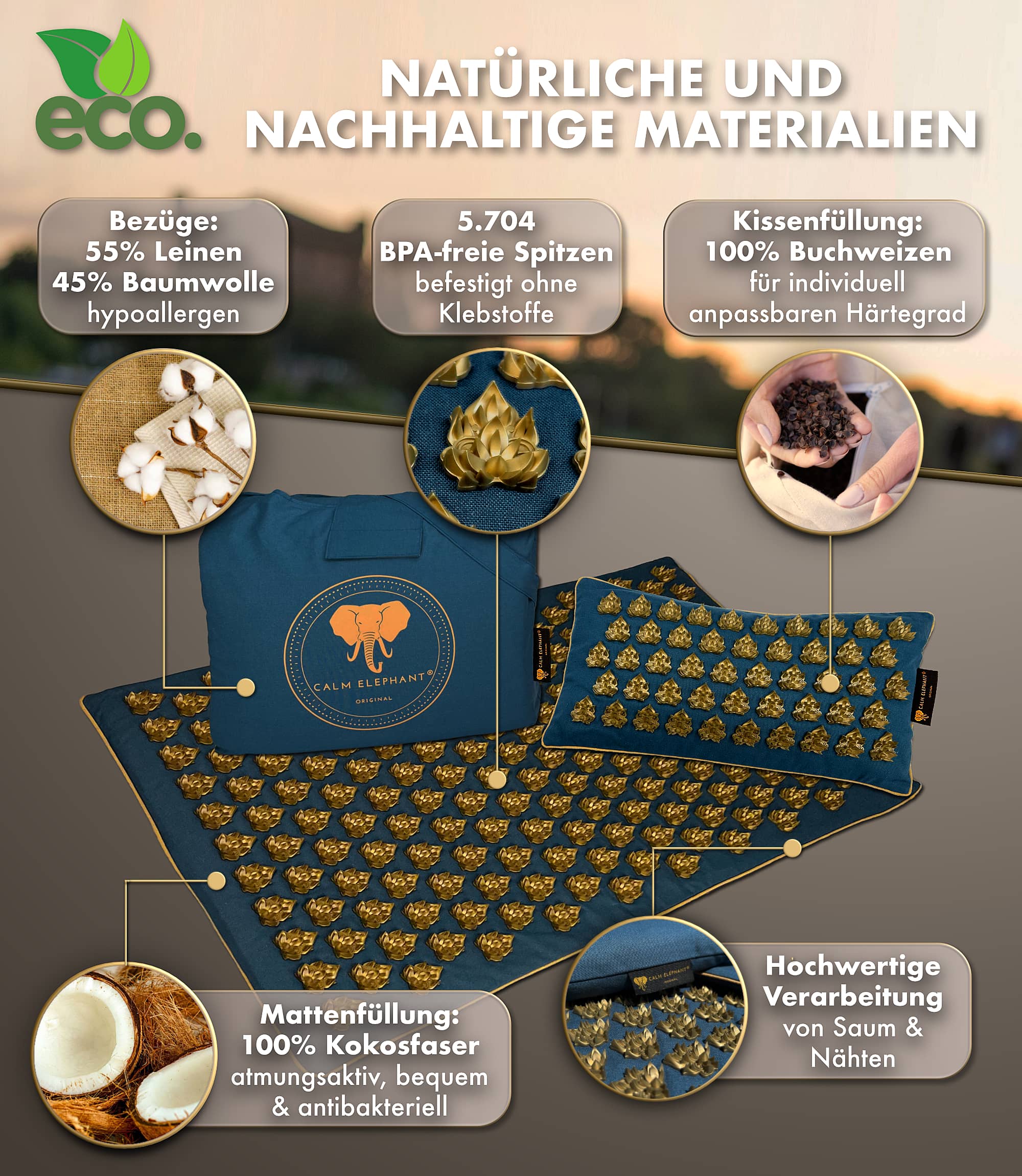 Tapis d'acupression intensif | MANDALA PRO ECO lot de 3 - bleu