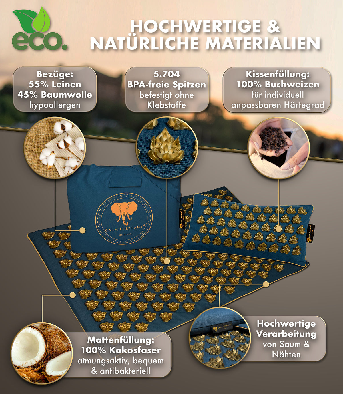 Akupressurmatte intensiv | MANDALA 3er Set - blau