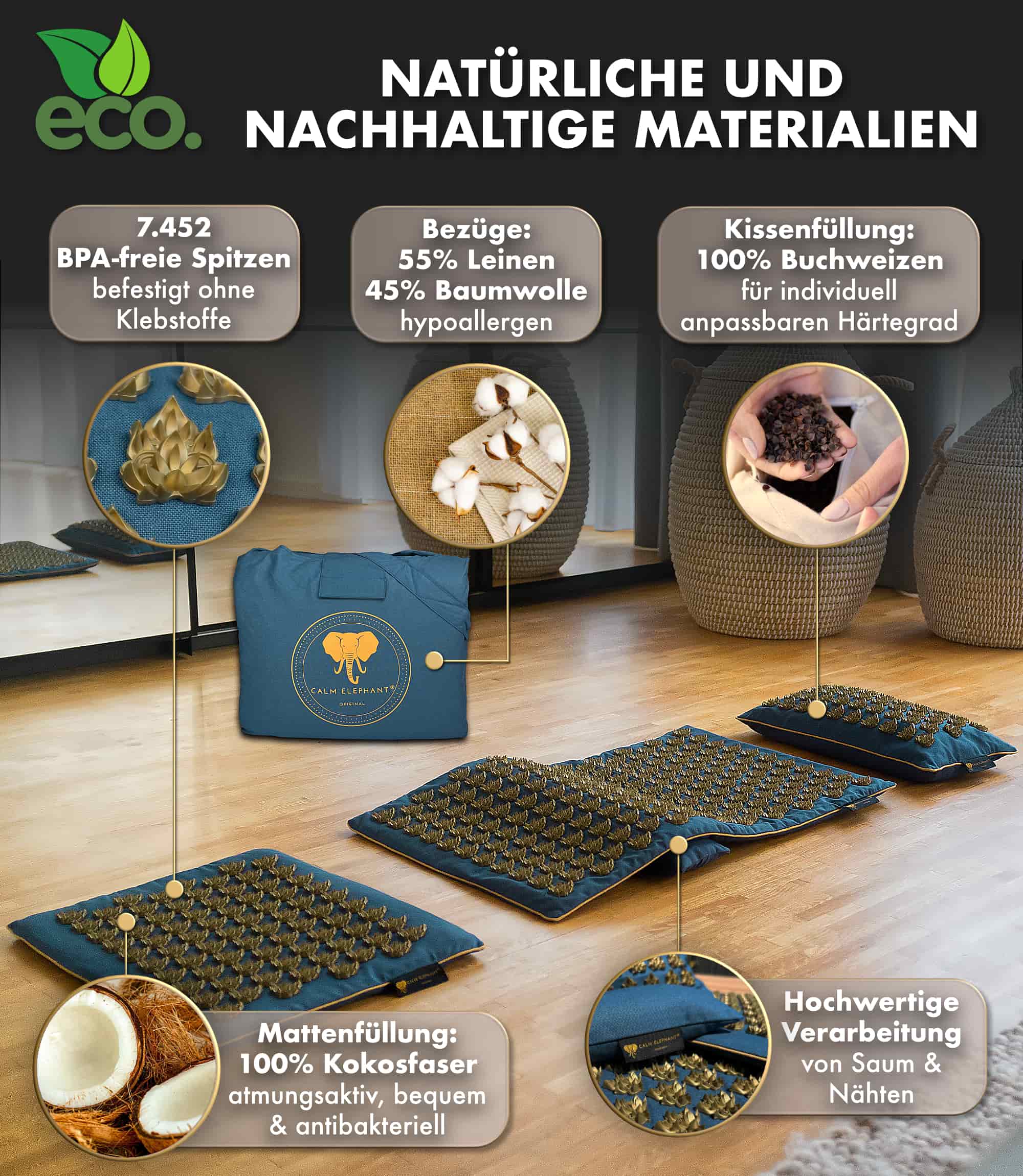 Tapis d'acupression intensif | MANDALA PRO lot de 5 - bleu