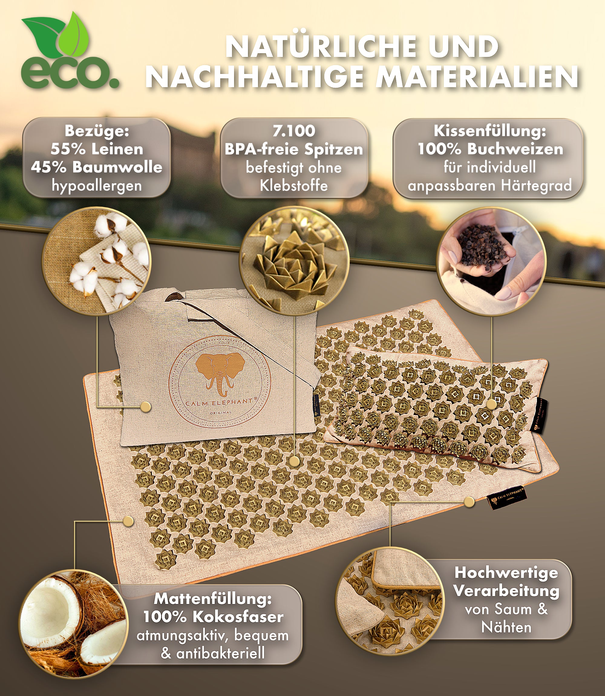 Tapis d'acupression | PURE ECO lot de 3 - beige