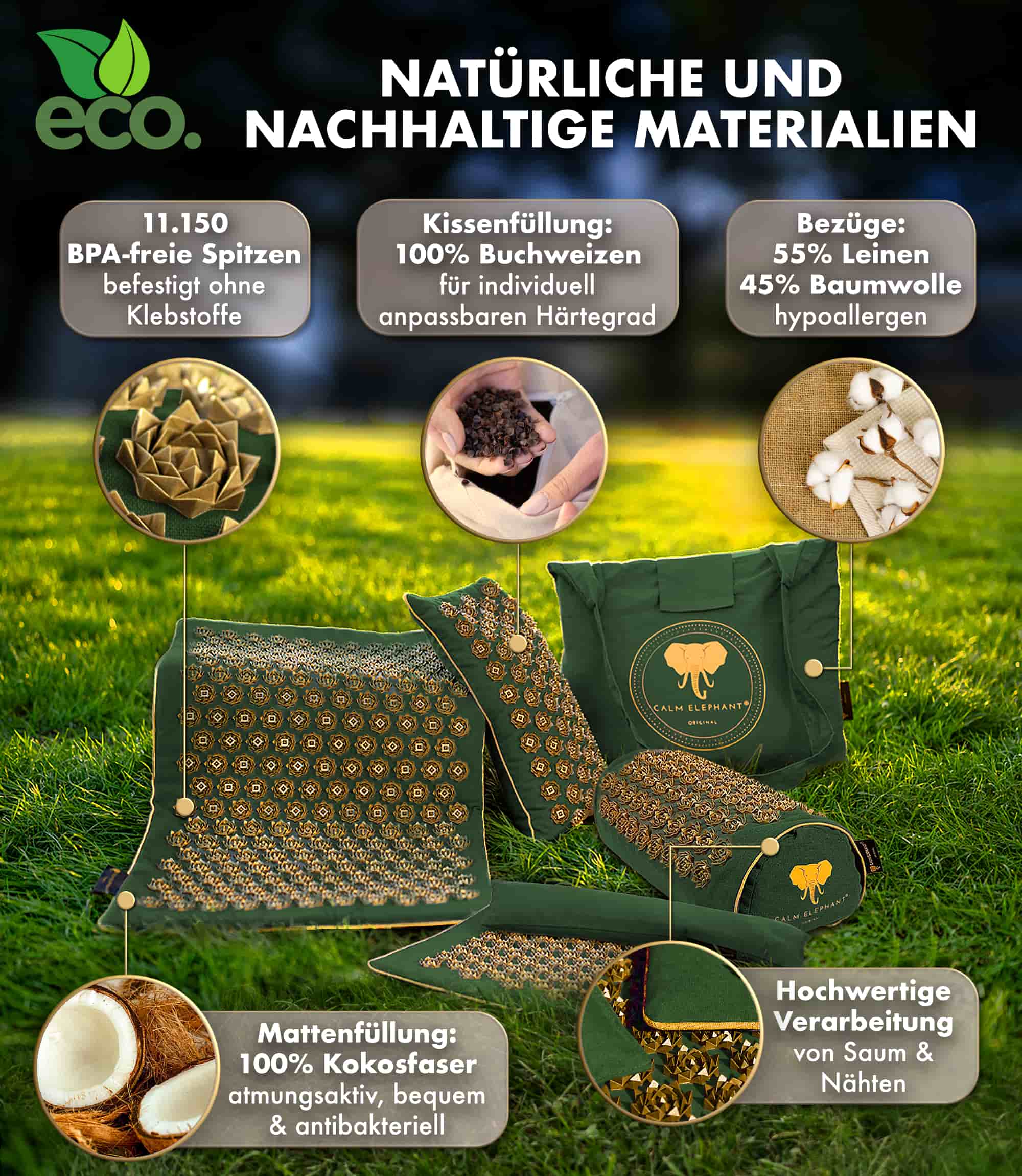 Tapis d'acupression | ULTIMATE lot de 6 - vert