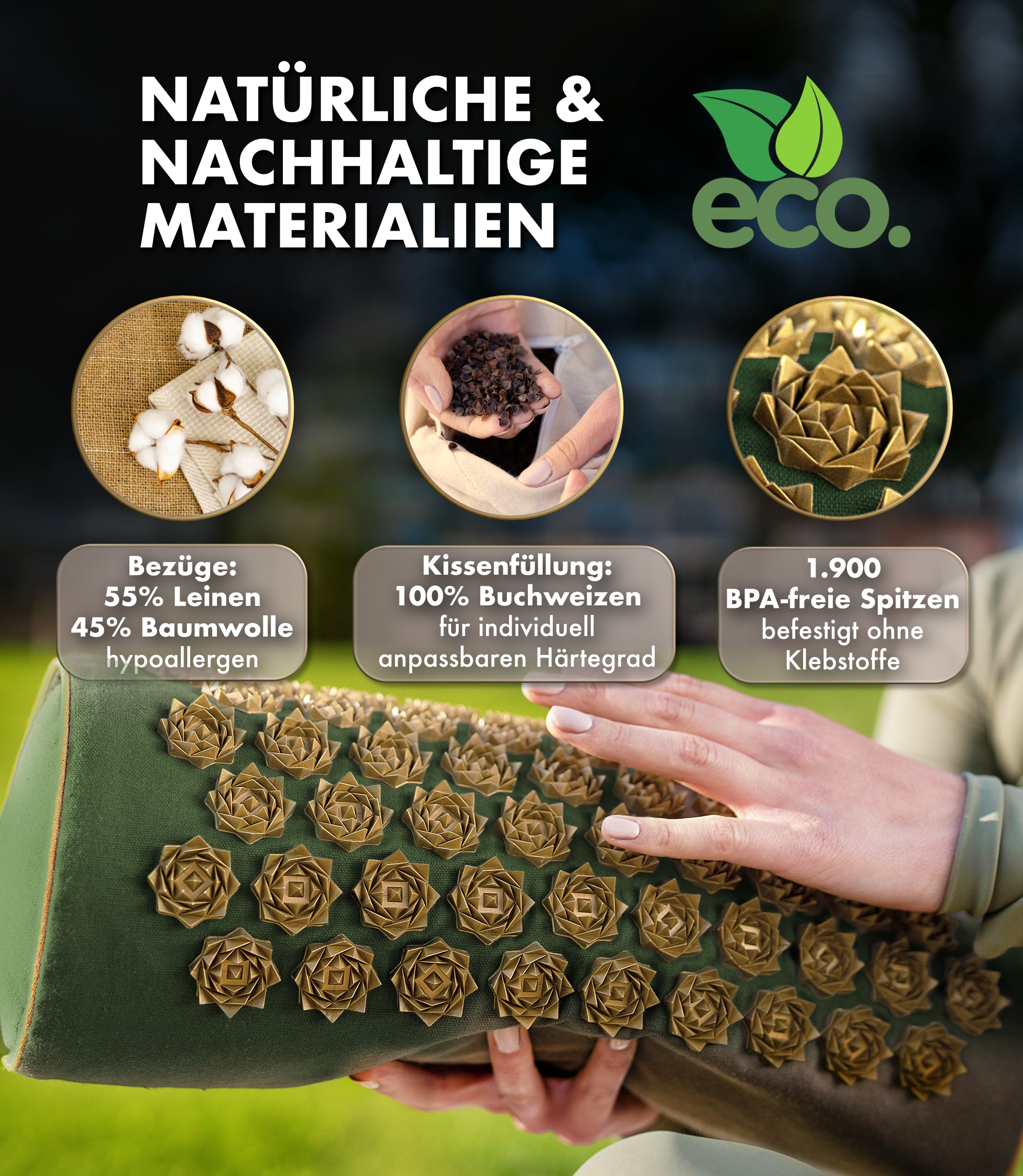 Coussin d'acupression 2 en 1 - vert