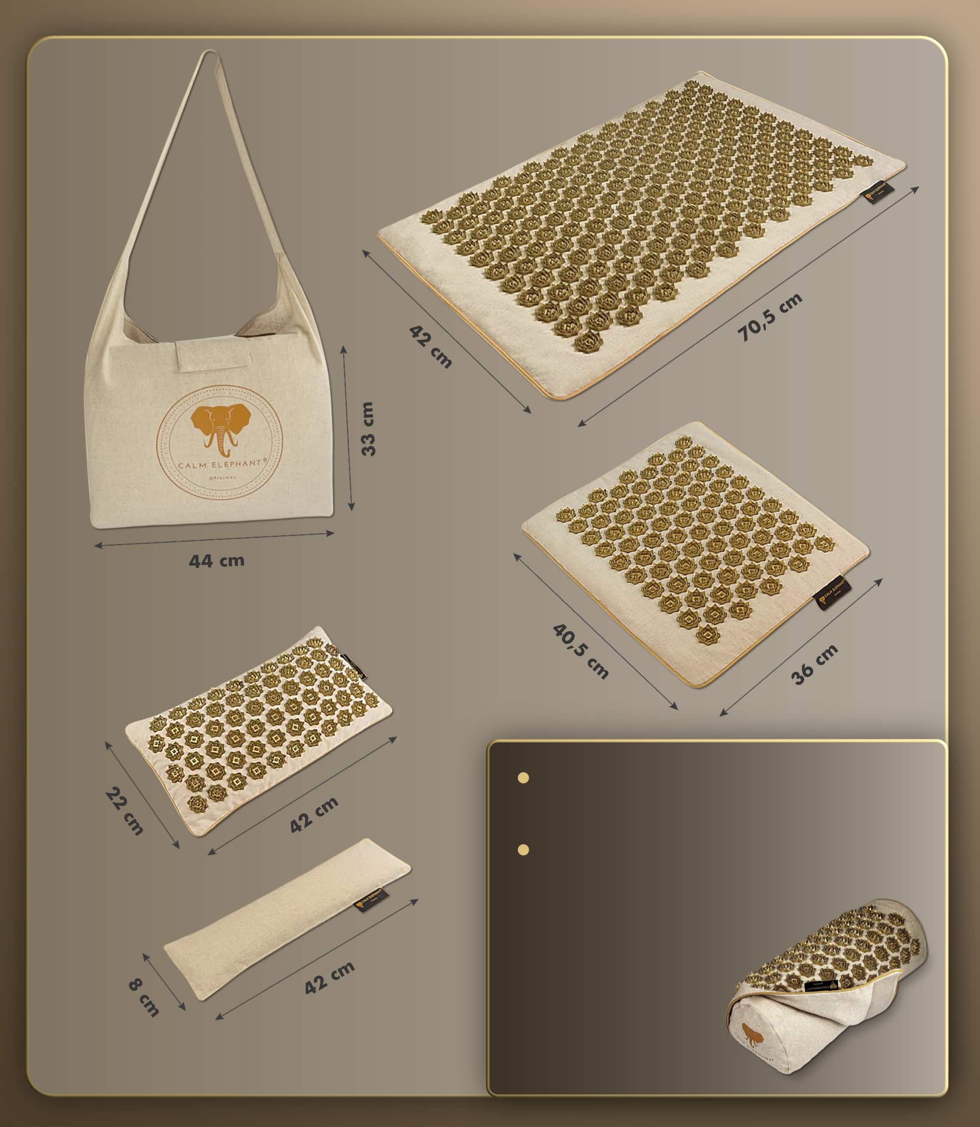 Tapis d'acupression | Ensemble GENUINE de 5 pièces - beige