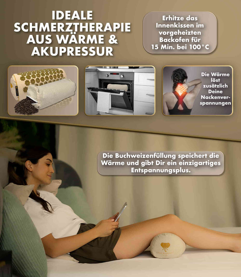 Premium 2in1 Akupressur Kissen für entspannende Wärme- und Schmerztherapie, ideal gegen Verspannungen und Schmerzen.