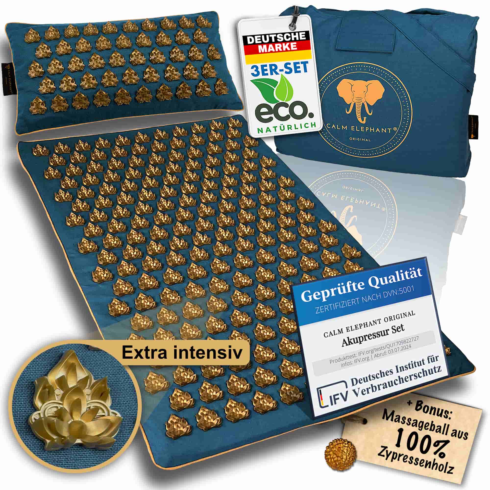 Tapis d'acupression intensif | MANDALA PRO ECO lot de 3 - bleu