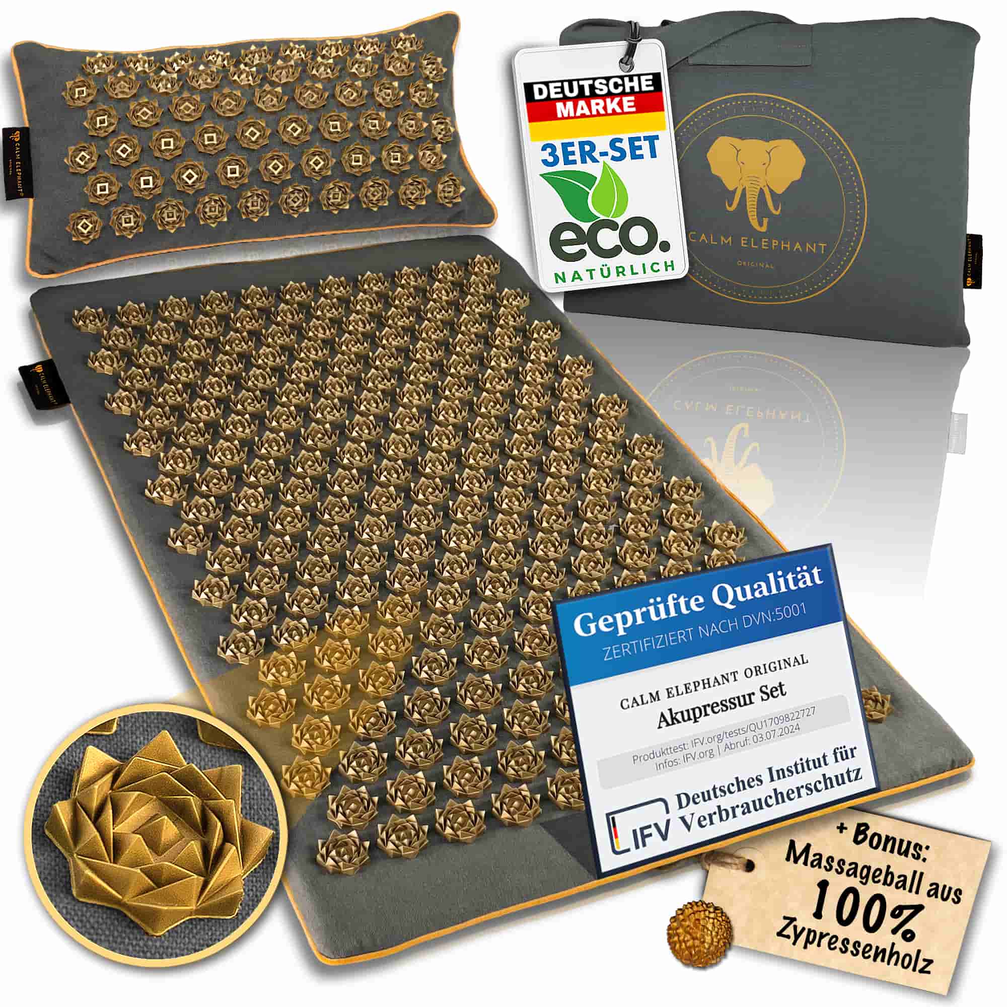 Tapis d'acupression | PURE ECO lot de 3 - gris