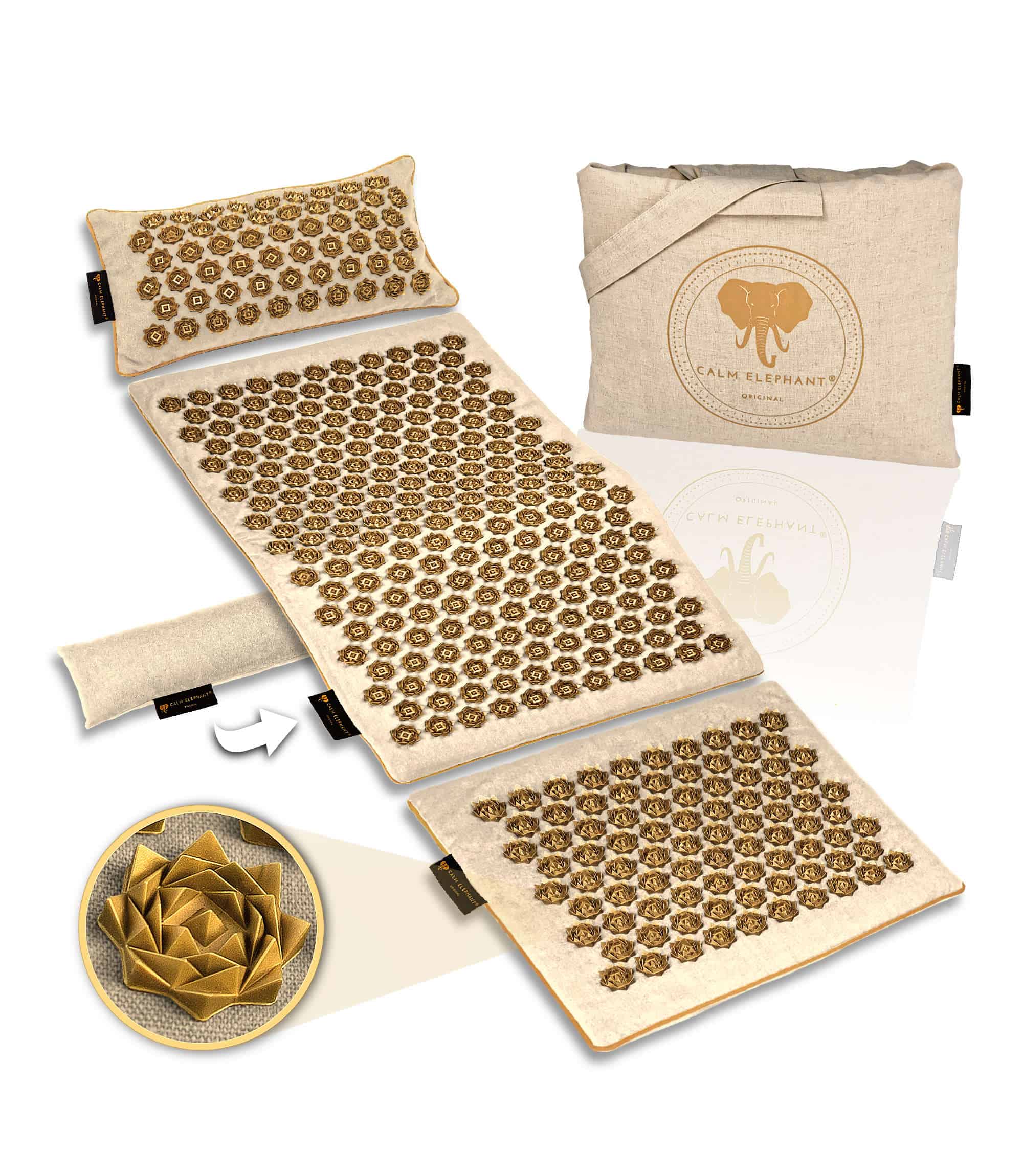 Tapis d'acupression Premium GENUINE lot de 5 - beige
